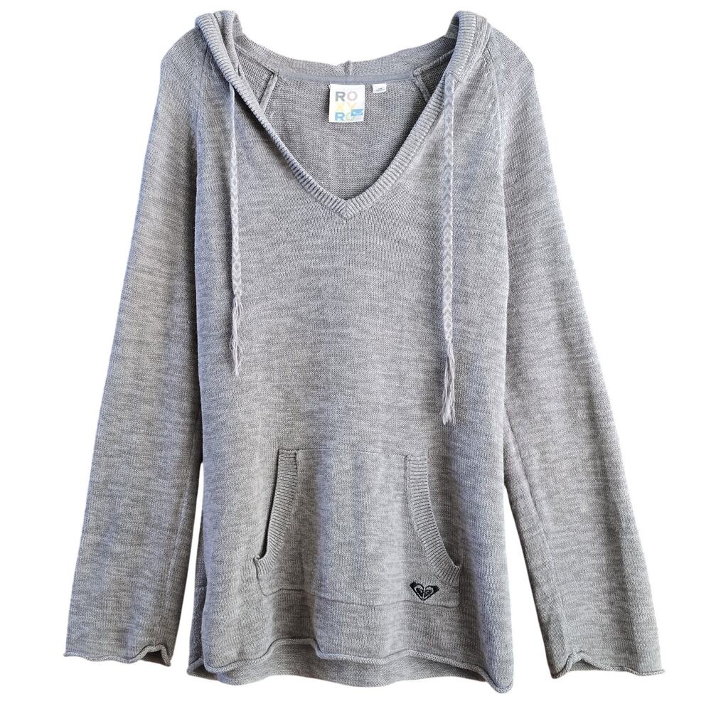 ROXY Women's Knit Pullover Hoodie Sweater L Toupe Hooded Pockets